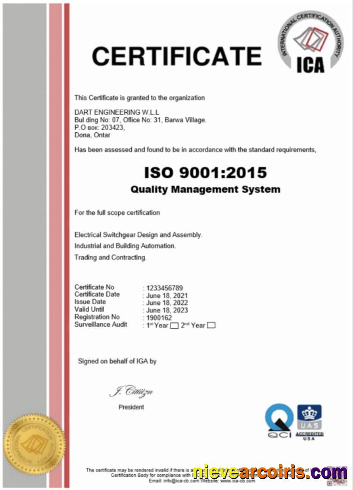 USA ICA certiificate of registration
